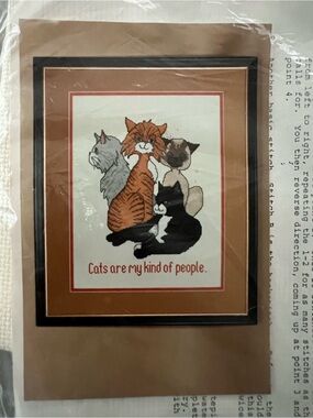 Kappie Originals Vintage Cross Stitch Kit - Cats are My Kind of People